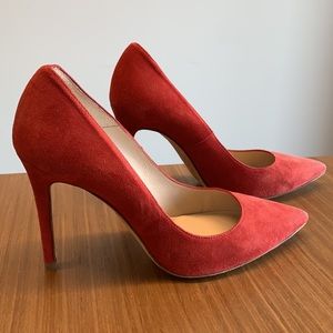 LK Bennett Red Suede Heels Size 40